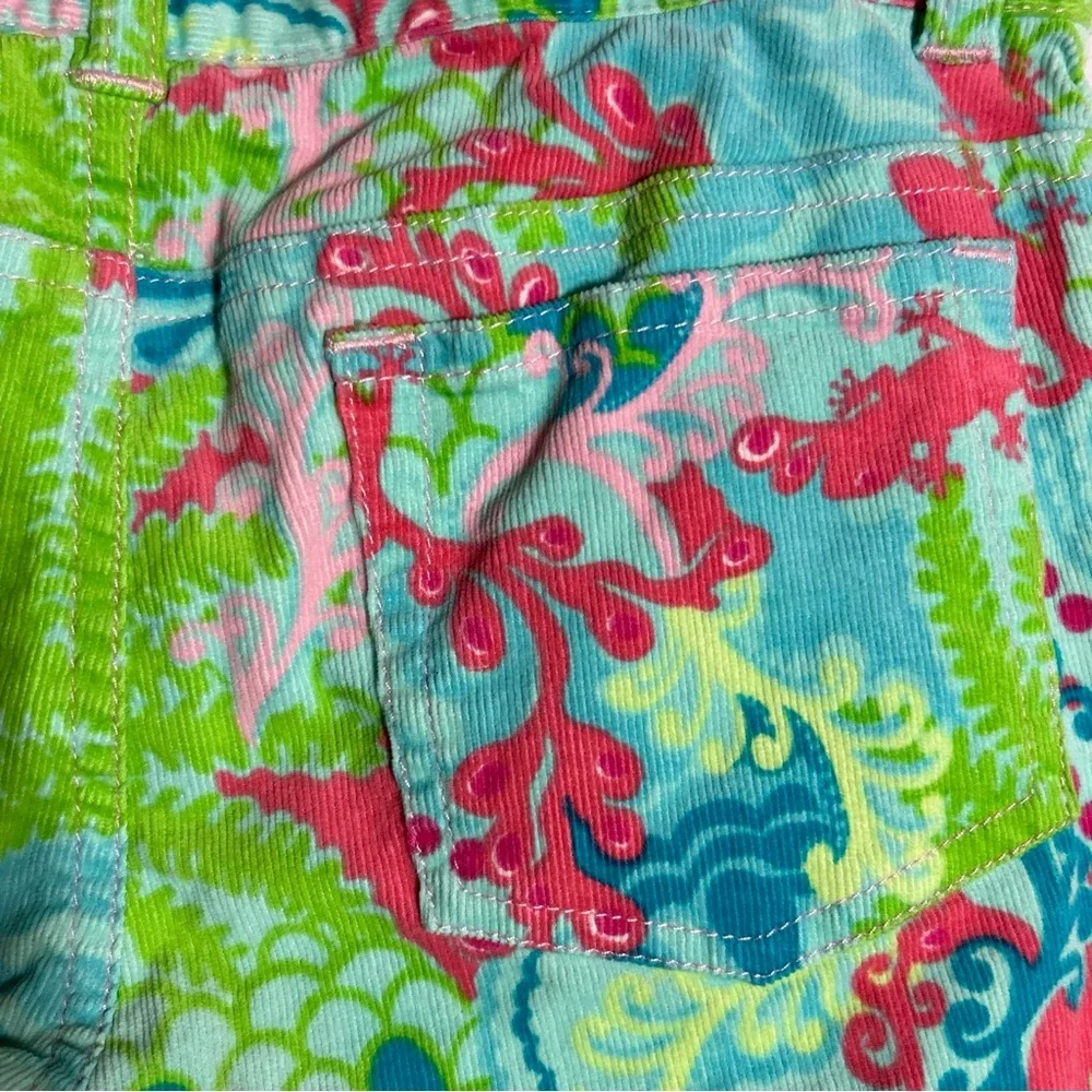Girls Lilly Pulitzer size 10 Corduroy Colorful Pants Salamander Lizard Gecko Fun - Picture 10 of 12